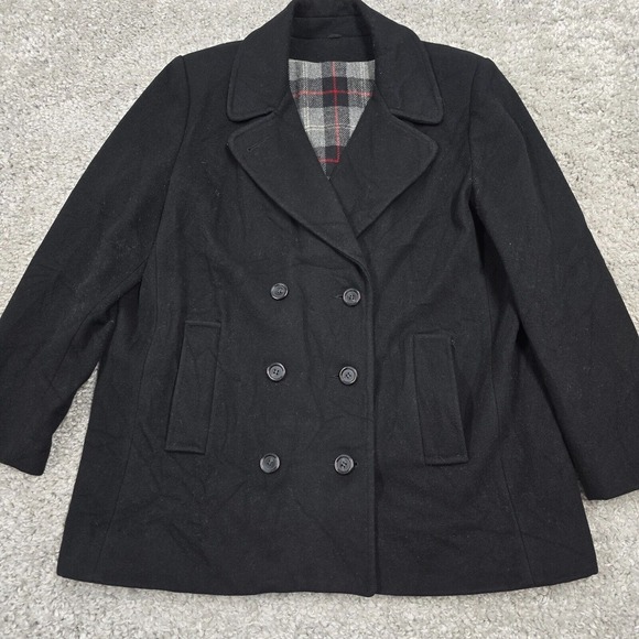 Vintage Mackintosh Peacoat Womens XL Black Wool Classic Made in USA READ - Picture 1 of 14